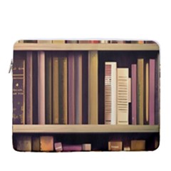 Books Bookshelves Office Fantasy Background Artwork Book Cover Apothecary Book Nook Literature Libra 15  Vertical Laptop Sleeve Case With Pocket by Posterlux