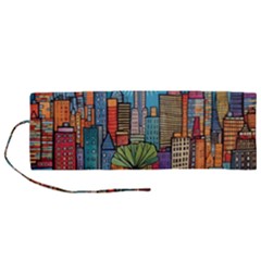 City New York Nyc Skyscraper Skyline Downtown Night Business Urban Travel Landmark Building Architec Roll Up Canvas Pencil Holder (m) by Posterlux