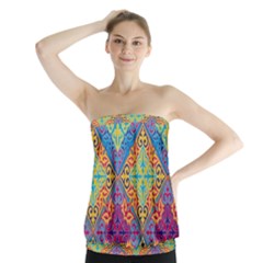 Colorful Flora Flora Kazakh Pattern Strapless Top by Cemarart