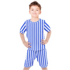 Blue Stripes, Sticker, Stickers Kids  T-shirt And Shorts Set by kyorashop23