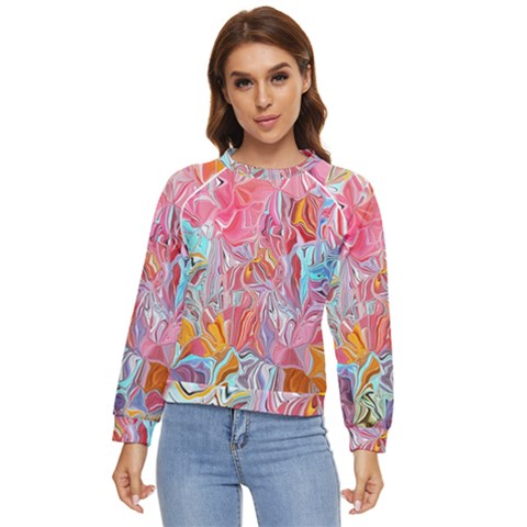 Marbling Art Women s Long Sleeve Raglan T-shirt by kaleidomarblingart