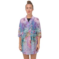 Cells Fluid Bubbles Half Sleeve Chiffon Kimono