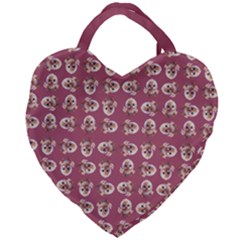 Whimsy Chickens Pattern Giant Heart Shaped Tote