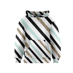 Pattern, Black, Blue, Gold, Lines, Stripes Kids  Pullover Hoodie