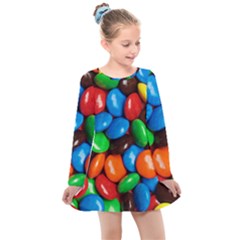 Colorful Candy Background, Close-up Kids  Long Sleeve Dress by kyorashop23