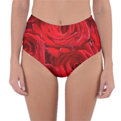 Red Roses , Flowers, Red Roses Reversible High-waist Bikini Bottoms