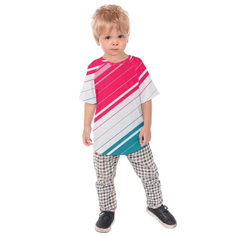 Red White Teal Stripes Kids  Raglan T-shirt by kyorashop23