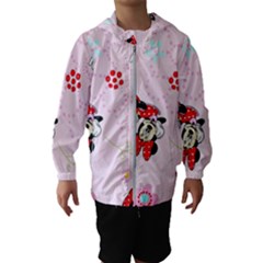 Red, Bow, Mouse, Flower, Child, Paper Kids  Hooded Windbreaker by kyorashop23