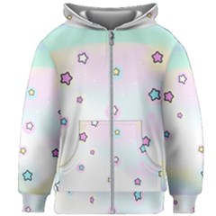 Stars, Cute, Pastel, Pattern Kids  Zipper Hoodie Without Drawstring by kyorashop23