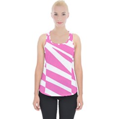 White Pink Stripes, Pattern Piece Up Tank Top