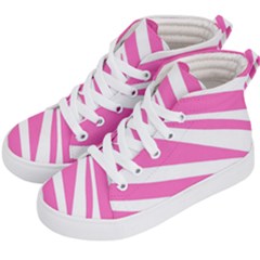 White Pink Stripes, Pattern Kids  Hi-top Skate Sneakers