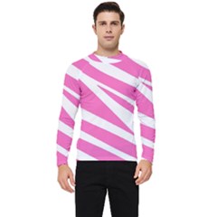 White Pink Stripes, Pattern Men s Long Sleeve Rash Guard