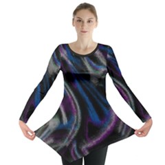 Multicolored Abstract Dynamic Shapes Print Long Sleeve Tunic  by dflcprintsclothing