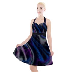 Multicolored Abstract Dynamic Shapes Print Halter Party Swing Dress  by dflcprintsclothing