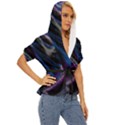 Multicolored abstract dynamic shapes print Lightweight Drawstring Hooded Top View3