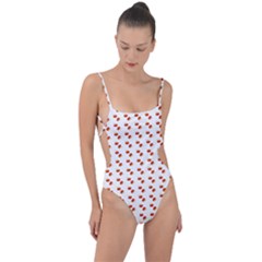 Kawaii Pumpkin Patt White Tie Strap One Piece Swimsuit by snowwhitegirl