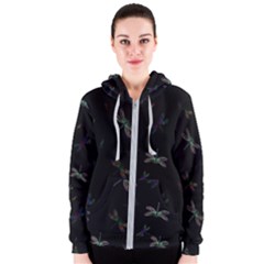 Background Pattern Dragonfly Women s Zipper Hoodie by Posterlux