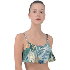 Leaves Pattern Flora Nature Frill Bikini Top