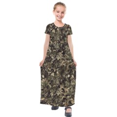 Camouflage Army Survival Uniform Kids  Short Sleeve Maxi Dress by Posterlux