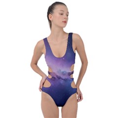 Cosmic Dreamscape Print (ai) Black Backgrond Side Cut Out Swimsuit by dflcprintsclothing