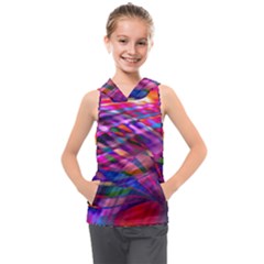 Wave Lines Pattern Abstract Kids  Sleeveless Hoodie