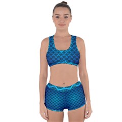 Pattern Texture Geometric Blue Racerback Boyleg Bikini Set by anzea