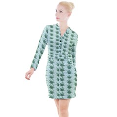 Aloe Plants Pattern Scrapbook Button Long Sleeve Dress by anzea