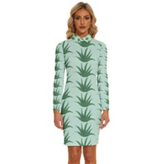 Aloe Plants Pattern Scrapbook Long Sleeve Shirt Collar Bodycon Dress by anzea