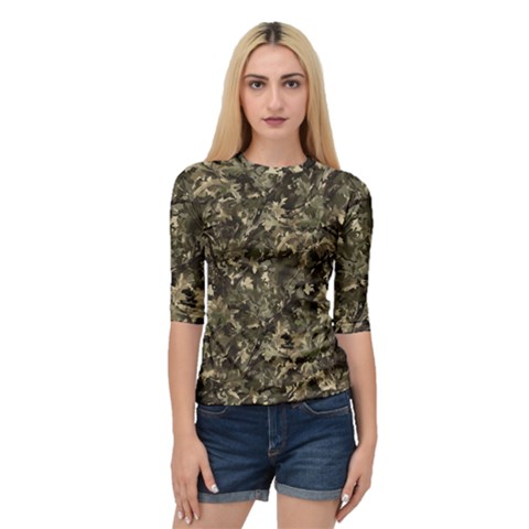 Camouflage Army Survival Uniform Quarter Sleeve Raglan T-shirt by Posterlux