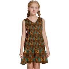 Blue Bloom Bouquet Kids  Sleeveless Tiered Mini Dress by GeekLover