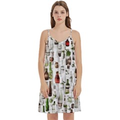 Bottle Chic Print Patterns Mini Camis Dress With Pockets