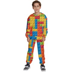 Lego Bricks, Colorful Dots Background Kids  Sweatshirt Set