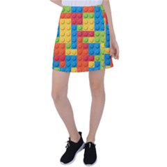 Lego Bricks, Colorful Dots Background Tennis Skirt