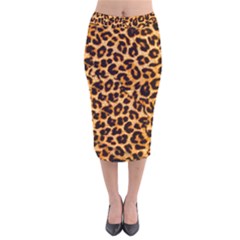 Leopard Skin Texture Macro, Brown Velvet Midi Pencil Skirt by kyorashop23