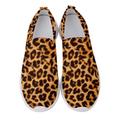 Leopard Skin Texture Macro, Brown Women s Slip On Sneakers