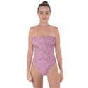 Pink Fabric Texture, Knitted Pink Texture, Tie Back One Piece Swimsuit View1