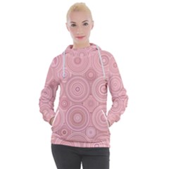 Pink Retro Texture With Circles, Retro Circles Background, Women s Hooded Pullover by kyorashop23