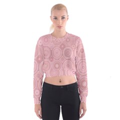 Pink Retro Texture With Circles, Retro Circles Background, Cropped Sweatshirt by kyorashop23