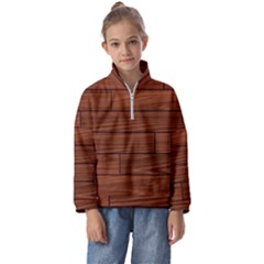 Seamless Wooden Planks Brown Wooden Background Kids  Half Zip Hoodie