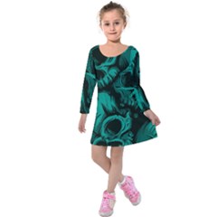 Skulls Kids  Long Sleeve Velvet Dress