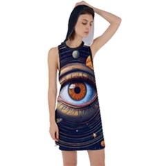 Eye Of The Universe (ai) Racer Back Hoodie Dress by dflcprintsclothing