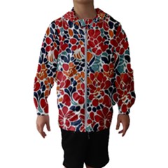 Colorfuleclecticfloralpattern Kids  Hooded Windbreaker