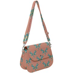 Turquoise Dragonfly Insect Paper Saddle Handbag by anzea