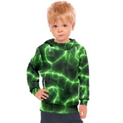 Lightning Electricity Pattern Green Kids  Hooded Pullover by anzea