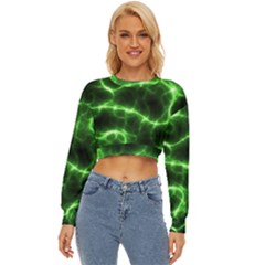 Lightning Electricity Pattern Green Lightweight Long Sleeve Sweatshirt by anzea