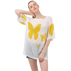 Yellow Butterfly Animals Fly Oversized Chiffon Top by anzea