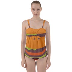 Hamburger Twist Front Tankini Set