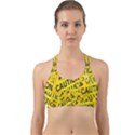 Caution Road Sign Cross Yellow Back Web Sports Bra View1