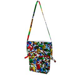 Falling Lego Bricks, Desenho Folding Shoulder Bag by kyorashop23