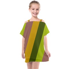 Autumn Harmony Geometric Style Print  Kids  One Piece Chiffon Dress by dflcprintsclothing